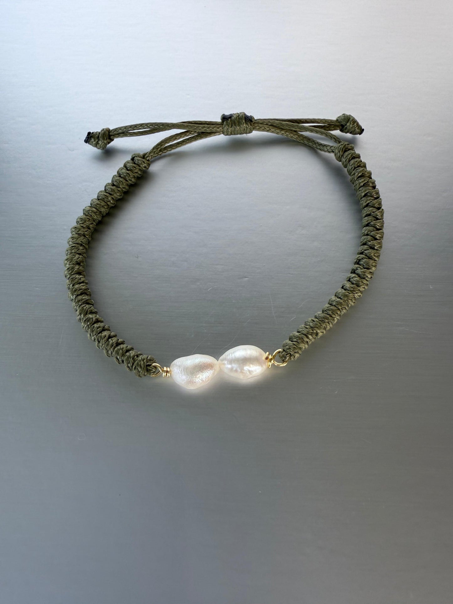 Woven Bracelet With Two Pearls