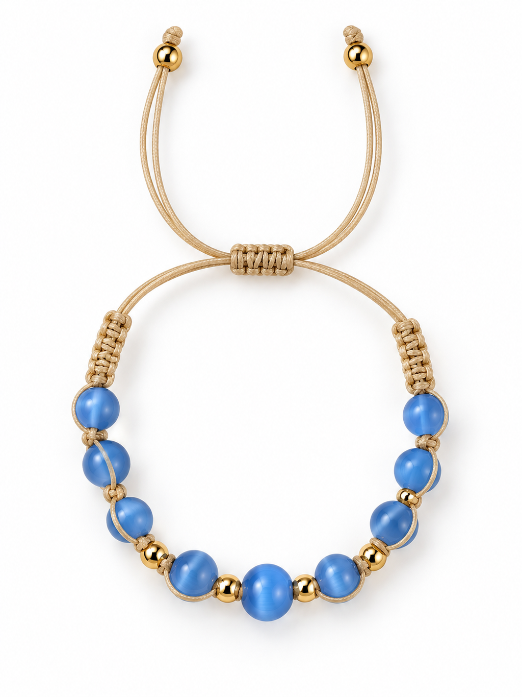 Handcrafted Blue Beaded Adjustable Bracelet
