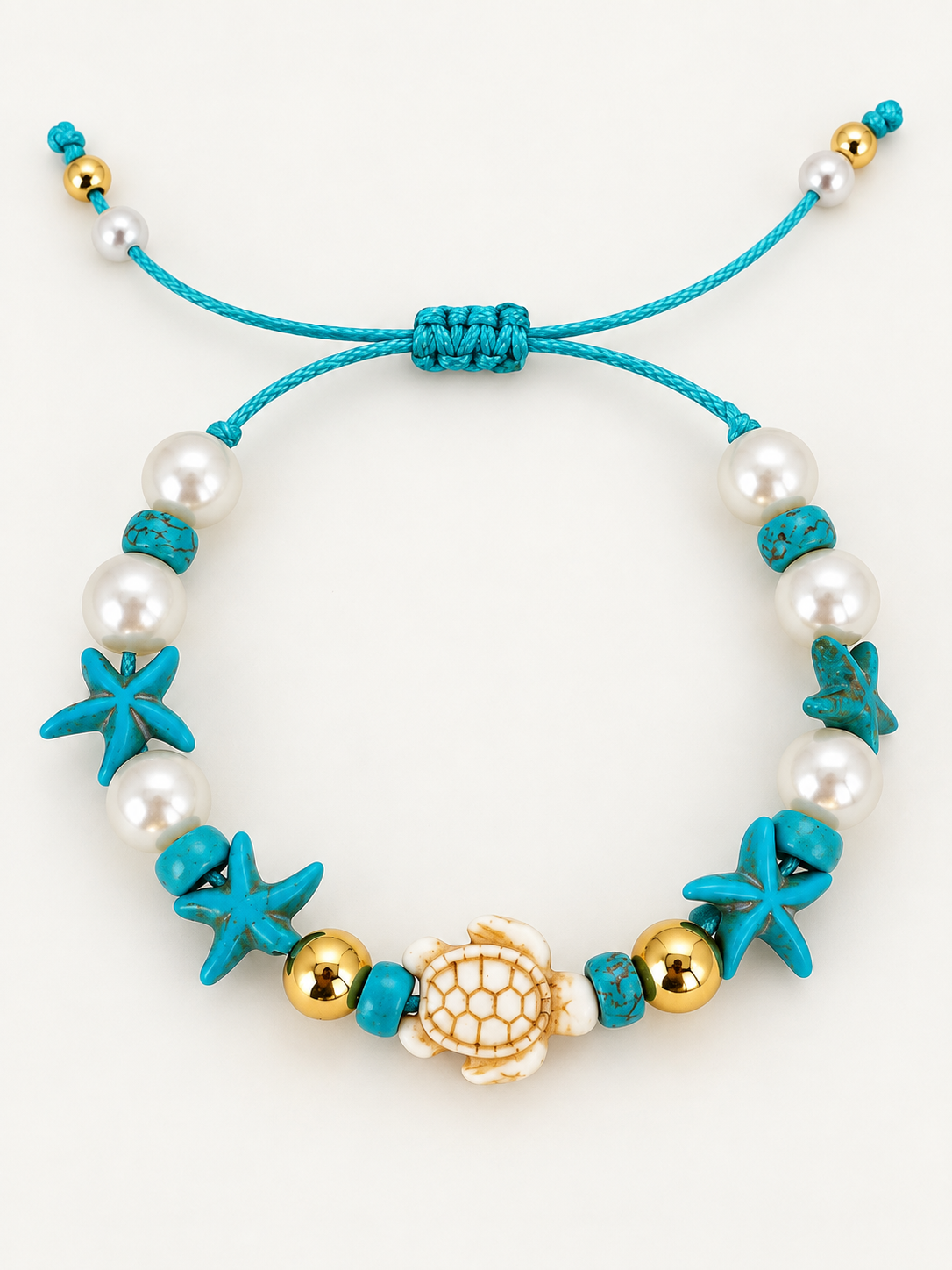 Turquoise Turtle & Starfish Pearl Bracelet