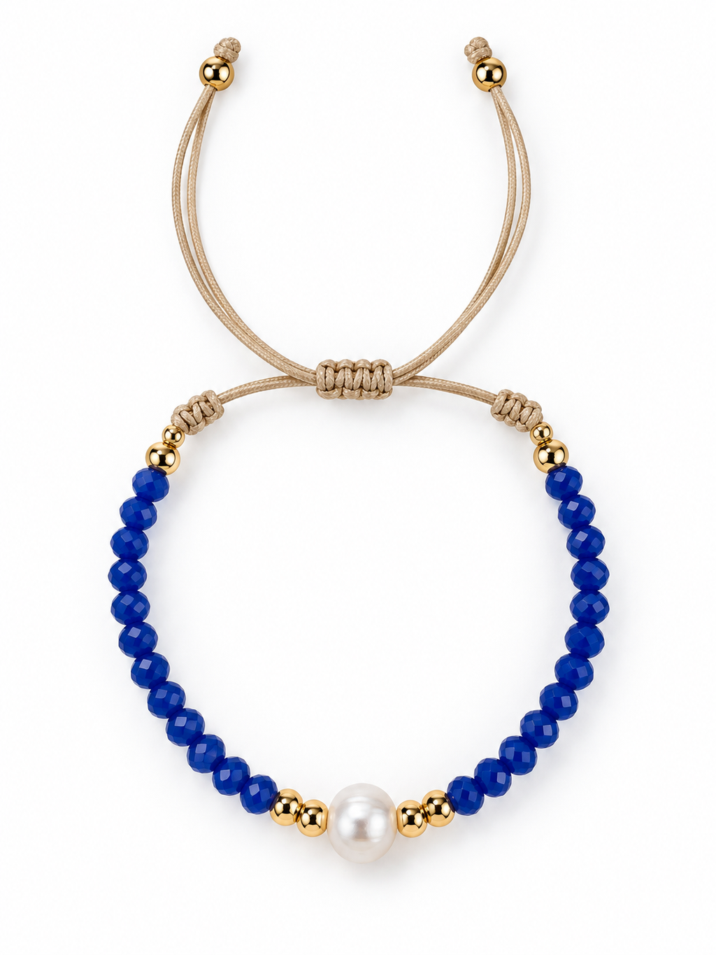 Handcrafted Blue Beaded Adjustable Bracelet