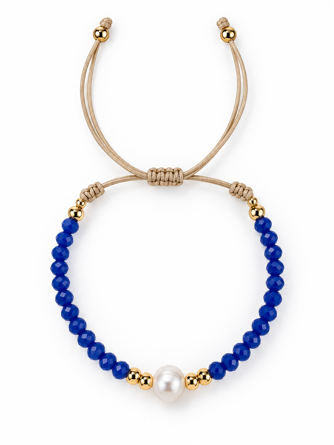 Handcrafted Blue Beaded Adjustable Bracelet