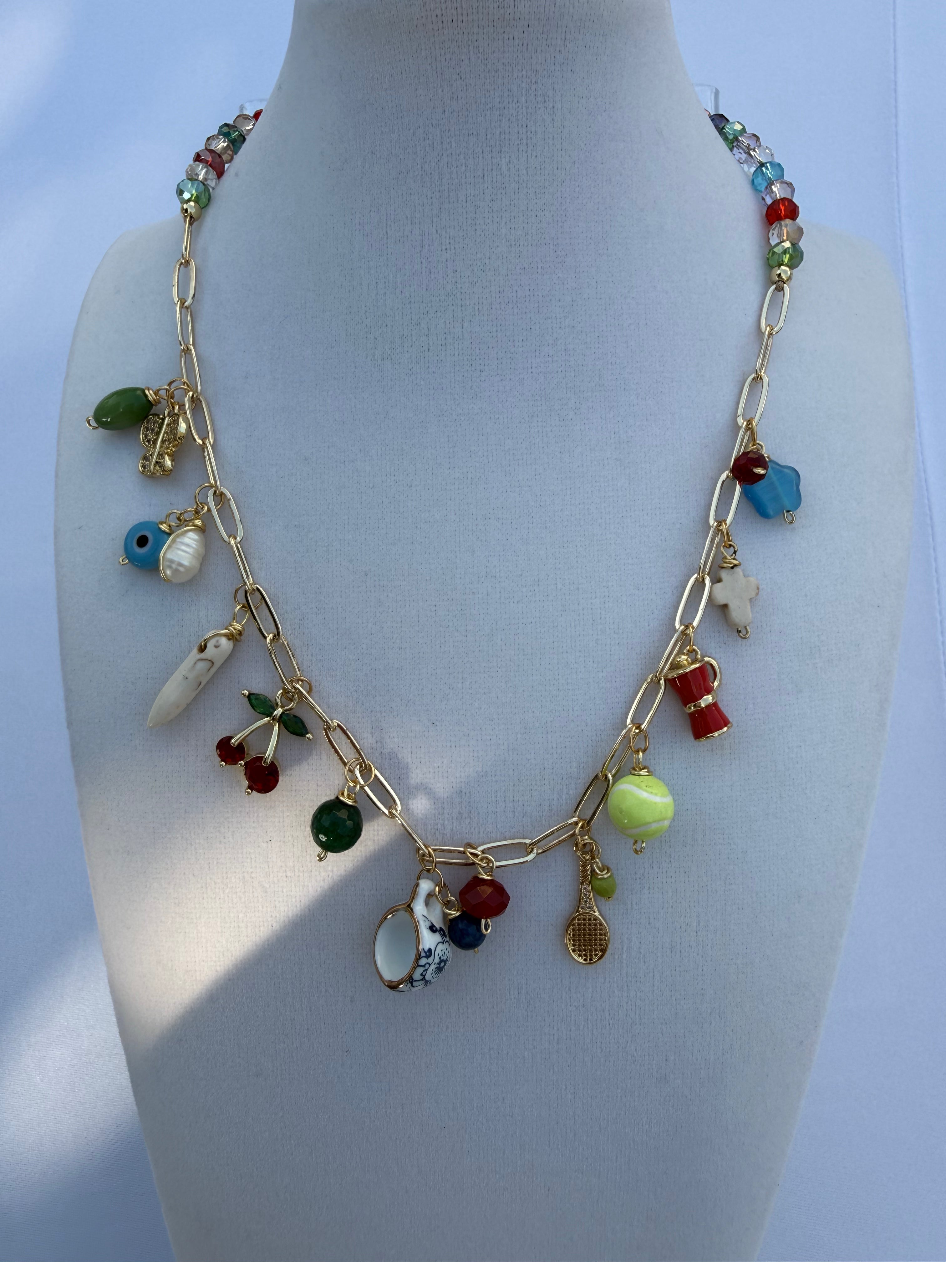 La Dolce Vita Charm Necklace - Italian Coffee & Tennis Club Edition