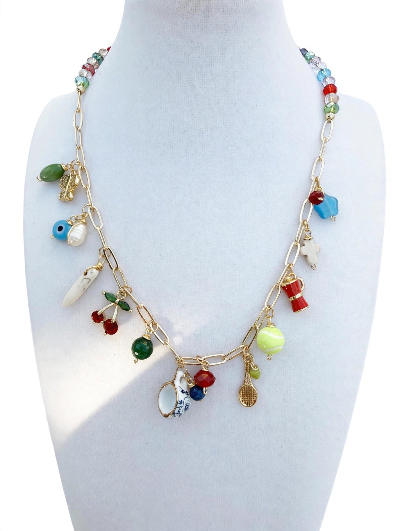 La Dolce Vita Charm Necklace - Italian Coffee & Tennis Club Edition