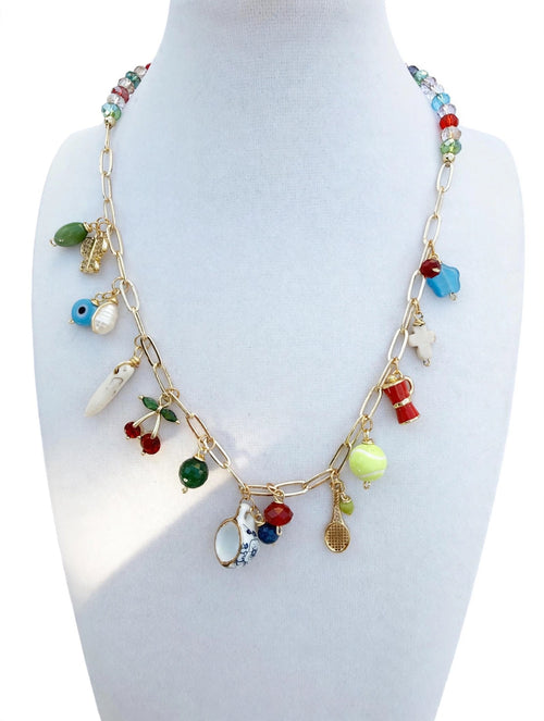 La Dolce Vita Charm Necklace - Italian Coffee & Tennis Club Edition