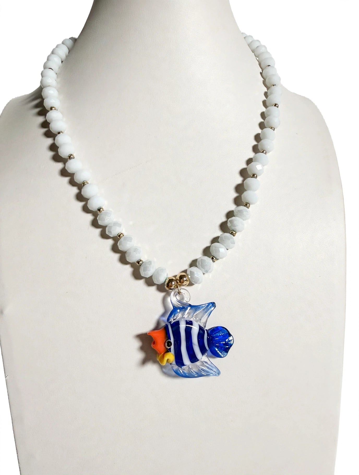 Blue Tropical Fish Necklace / Murano-Style Fish Necklace
