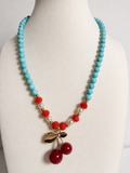 Cherry Turquoise Beaded Necklace