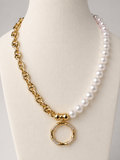 Golden Pearl Statement Necklace