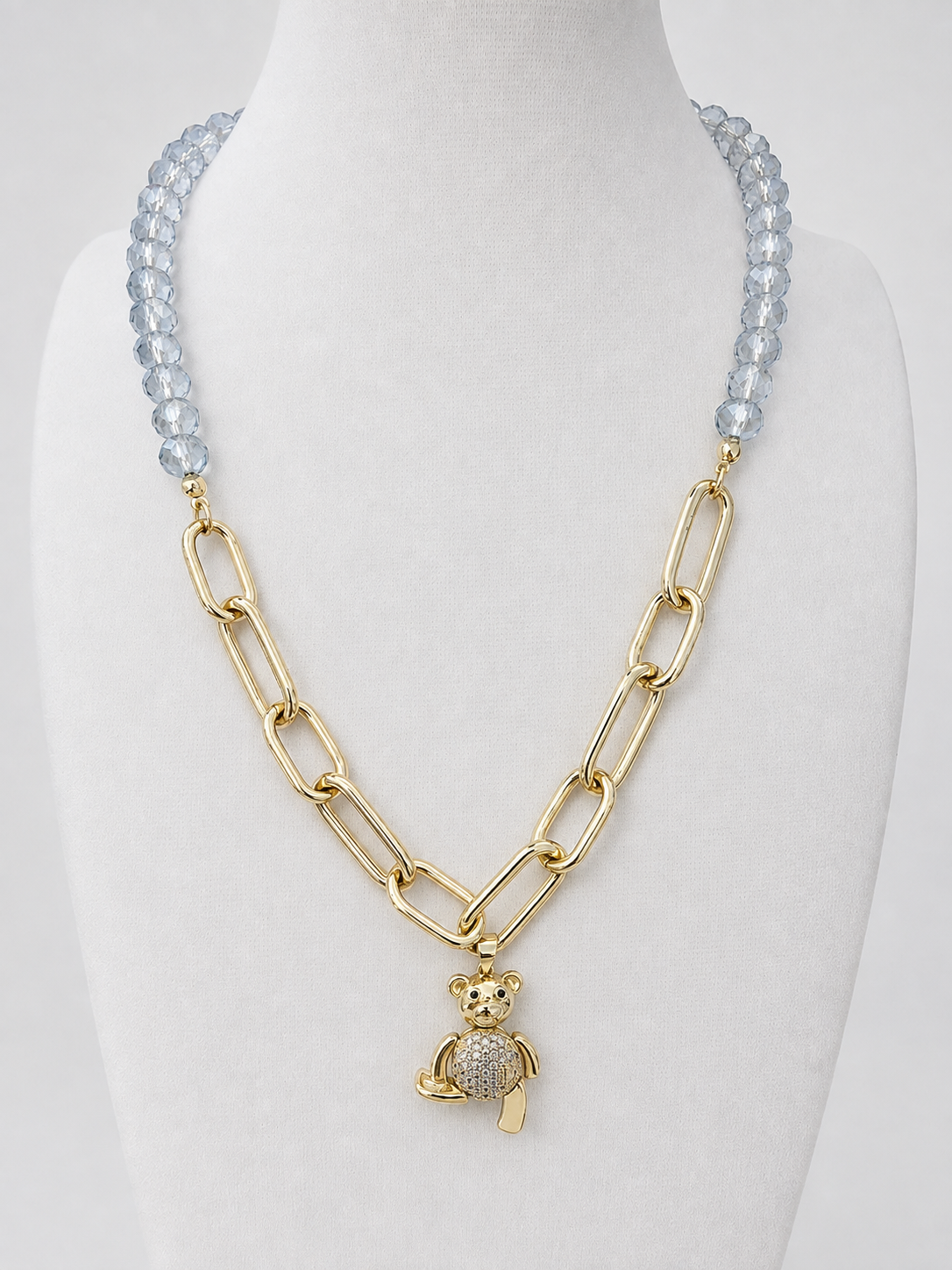 Golden Teddy Crystal Necklace