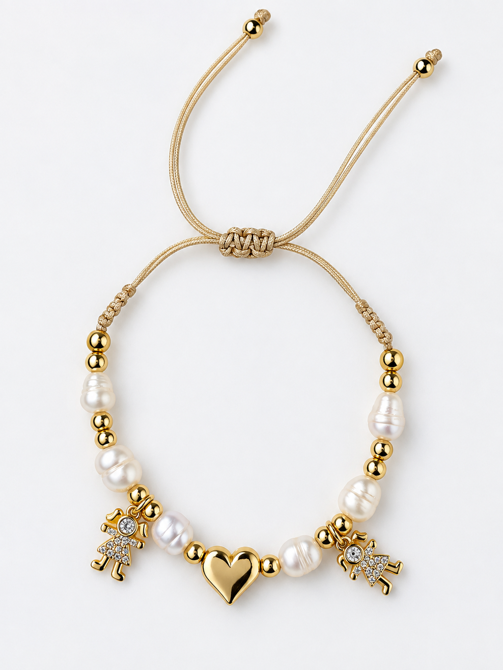 Handcrafted Pearl & Gold Adjustable Bracelet