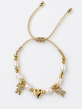 Handcrafted Pearl & Gold Adjustable Bracelet