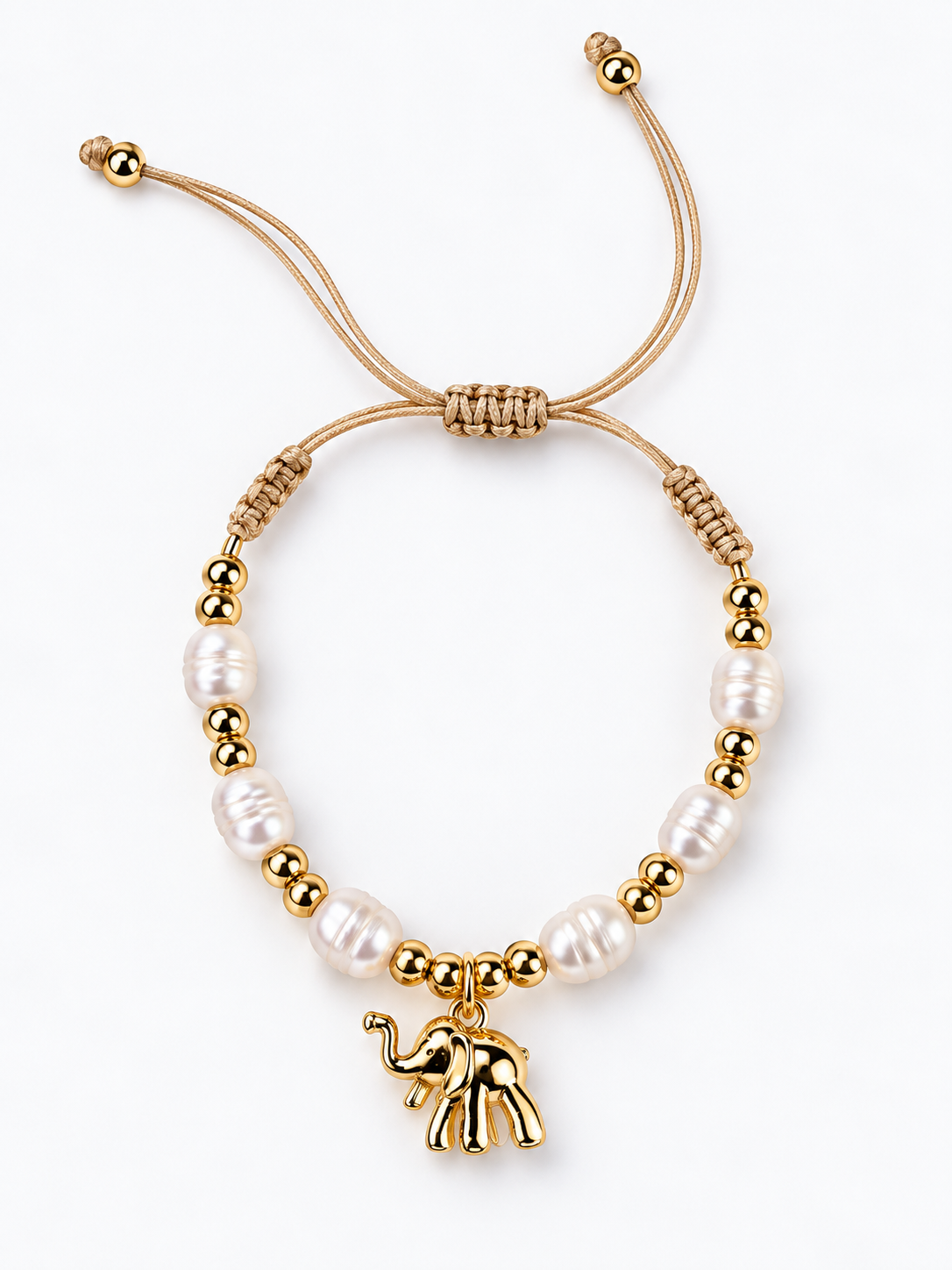 Handcrafted Pearl & Gold Adjustable Bracelet