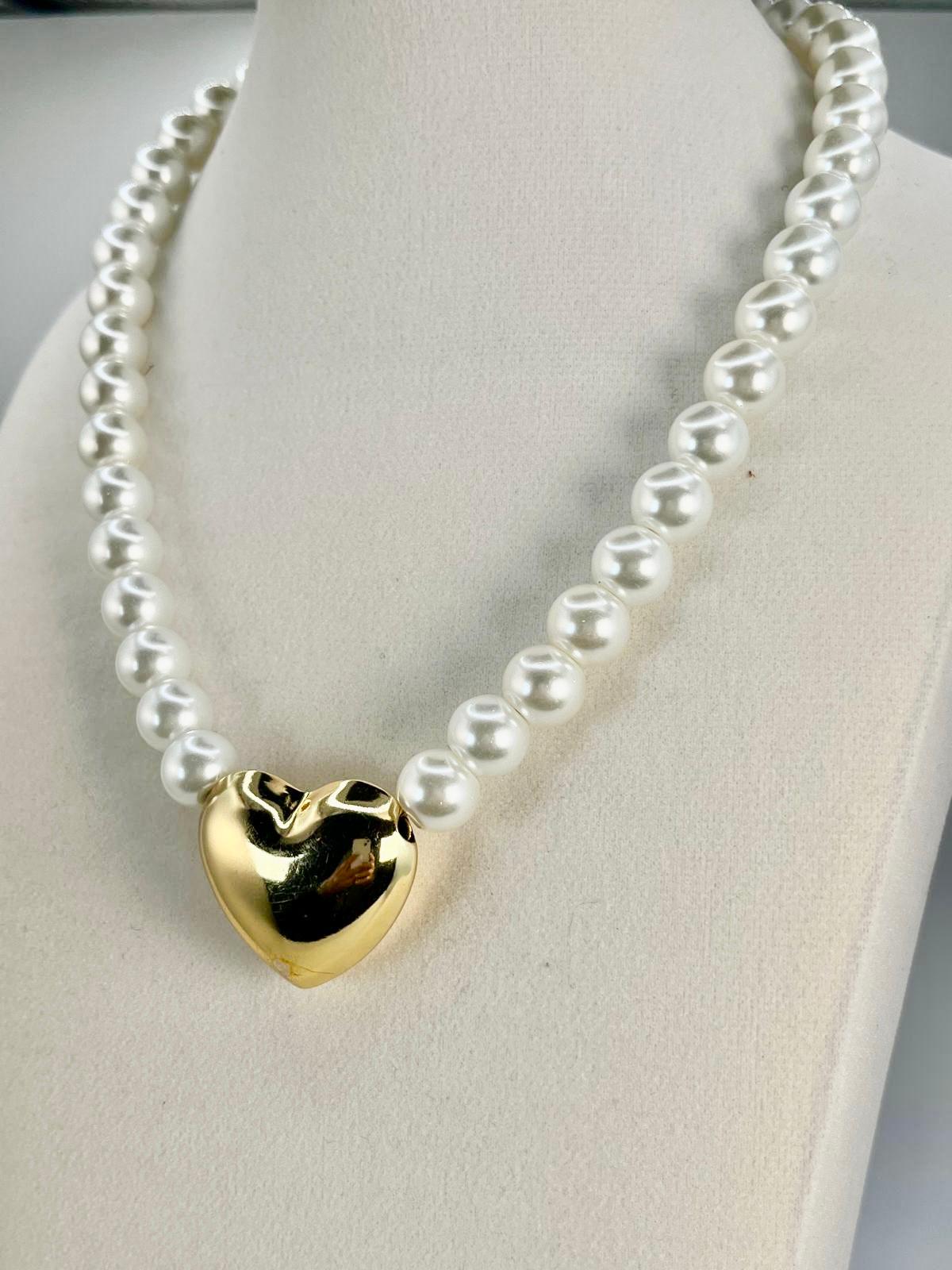 Pearls & Heart Necklece