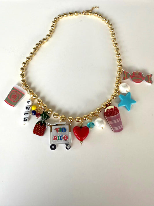 Vzla Charm Gold Beads Necklace