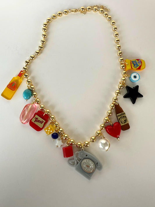 Toddy Charm Gold Beads Necklace