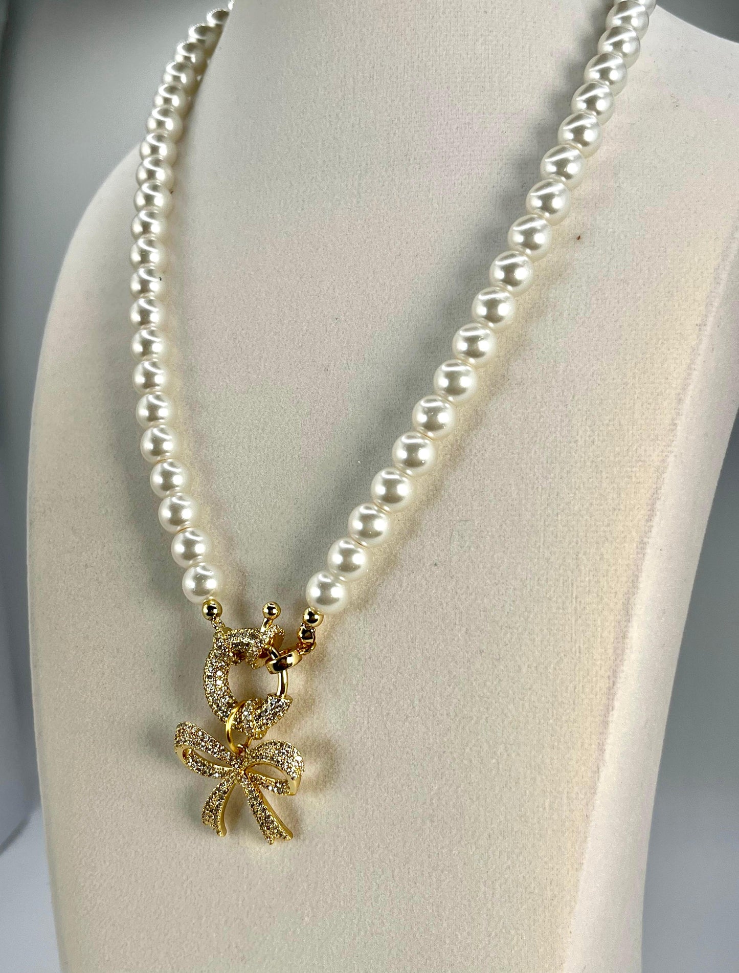 Pearls Necklace With Coquette Charm