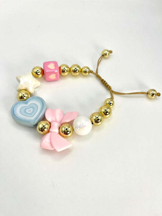 Coquette Light Blue Heart Bracelet