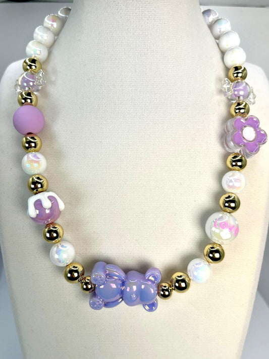 Purple Bear Teddy Necklace