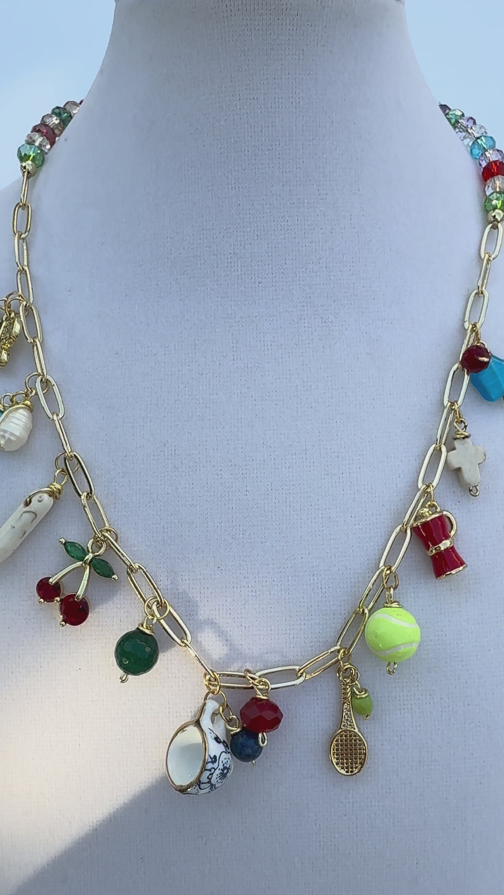 La Dolce Vita Charm Necklace - Italian Coffee & Tennis Club Edition
