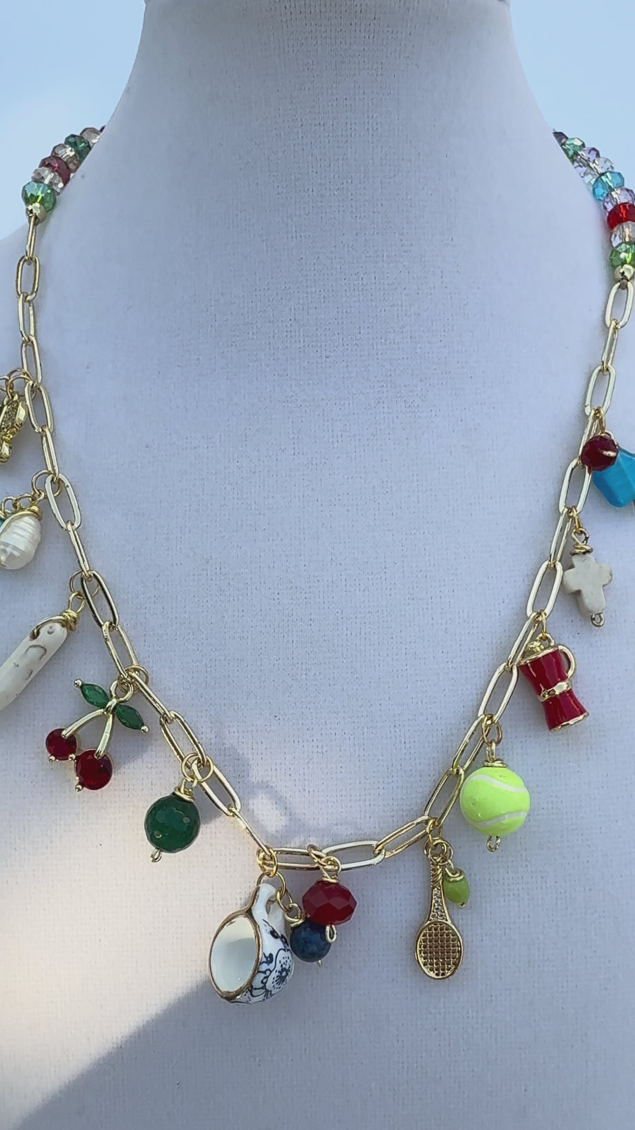 La Dolce Vita Charm Necklace - Italian Coffee & Tennis Club Edition