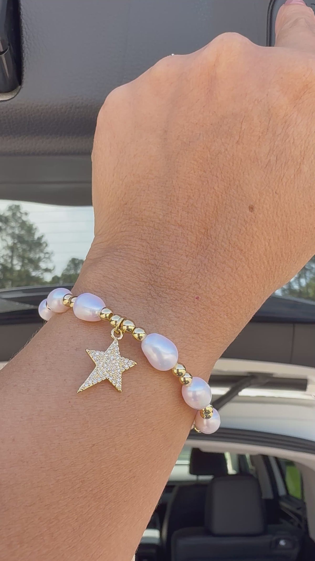 Handcrafted Pearl & Gold Adjustable Bracelet