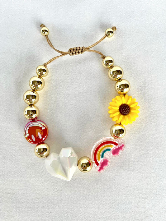 Red Happy Face & Rainbow Bracelet