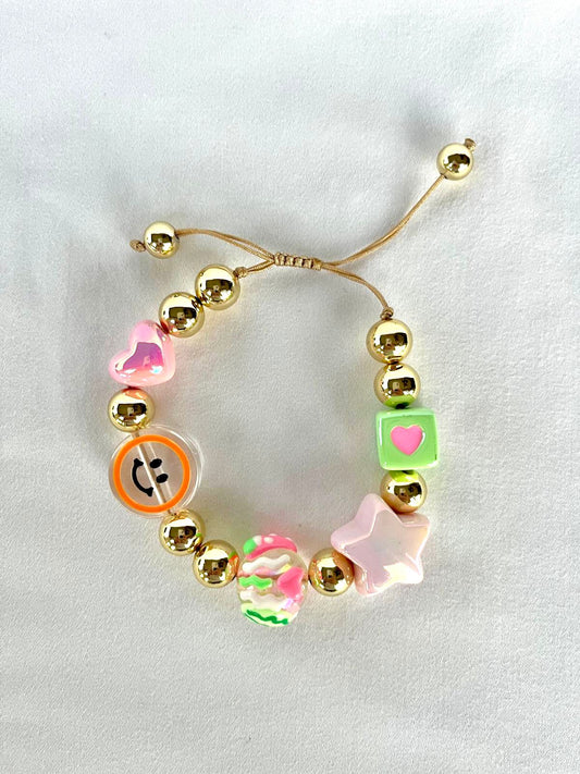 Pink Star & Happy Face Bracelet