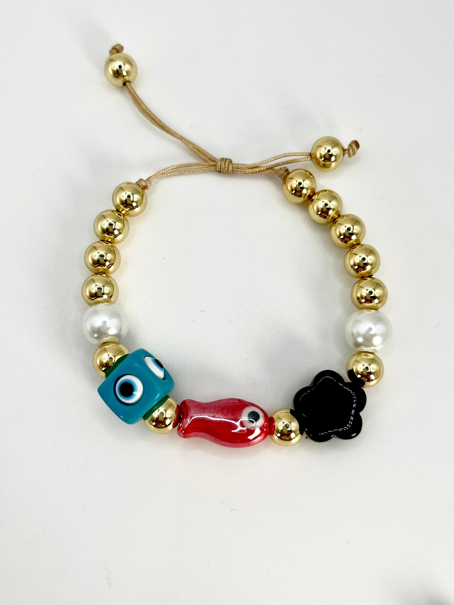 Red Fish & Black Flower Bracelet